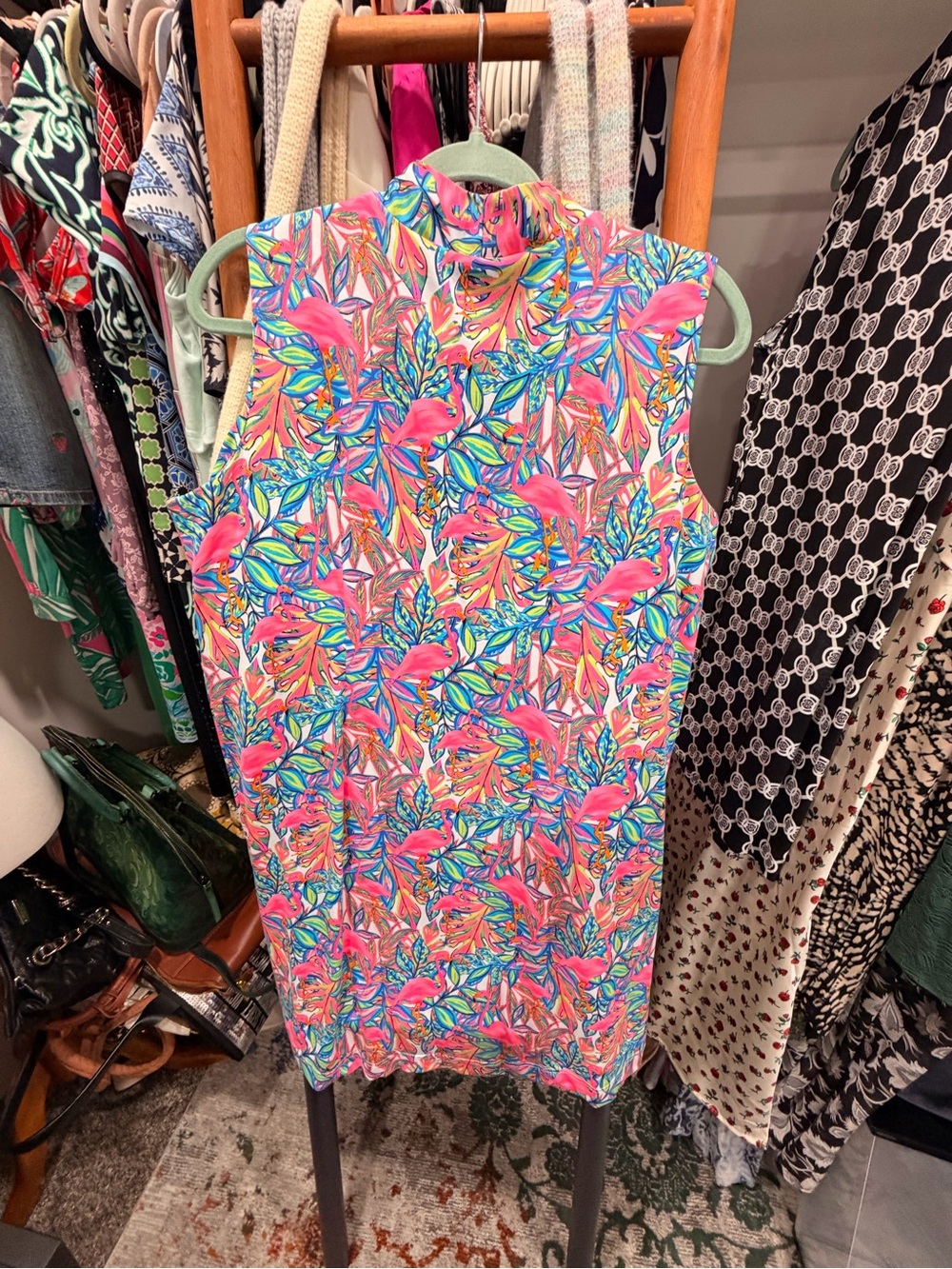 Lulu-B Pink Multicolor Tropical Print Sleeveless Dress - Picture 2 of 5